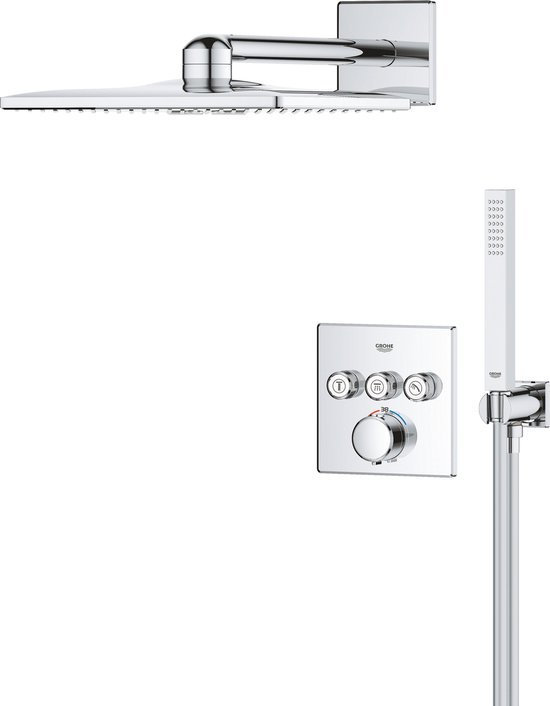 GROHE QuickFix Precision SmartControl inbouw douchesysteem vierkant chroom review