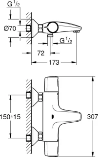 GROHE QuickFix Precision Trend Thermostatische Bad-/Douchemengkraan Matte Black