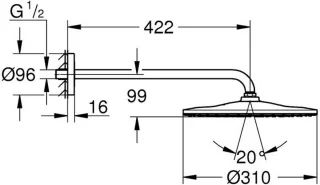 Grohe Rainshower Phantom Black Hoofddouche 31x57,7x14,7 cm