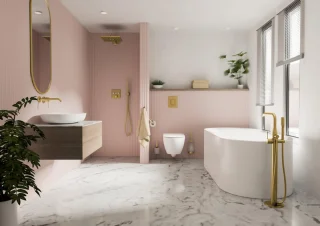 GROHE Rainshower Vierkante Hoofddouche + Arm Cool Sunrise Geborsteld