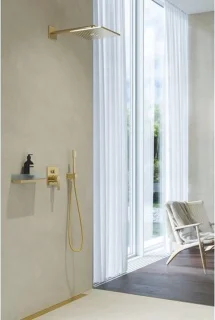 GROHE Rainshower Vierkante Hoofddouche + Arm Cool Sunrise Geborsteld