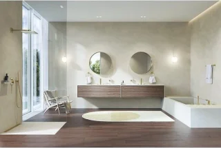 GROHE Rainshower Vierkante Hoofddouche + Arm Cool Sunrise Geborsteld