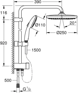 Grohe Tempesta System 250 Doucheset 92cm Chroom
