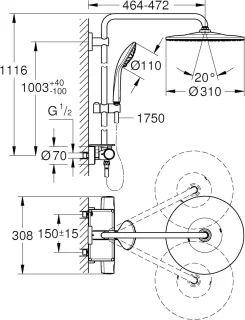 Grohe Vitalio Joy 310 douchesysteem chroom