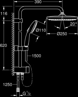 GROHE Vitalio Start 250 flex douchesysteem chroom