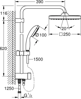 GROHE Vitalio Start 250 Regendouche Vierkant Chroom