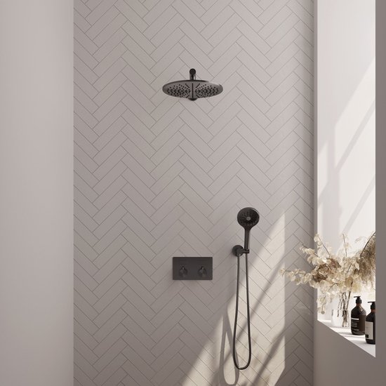Gunmetal Carving thermostatische inbouw regendouche set 56