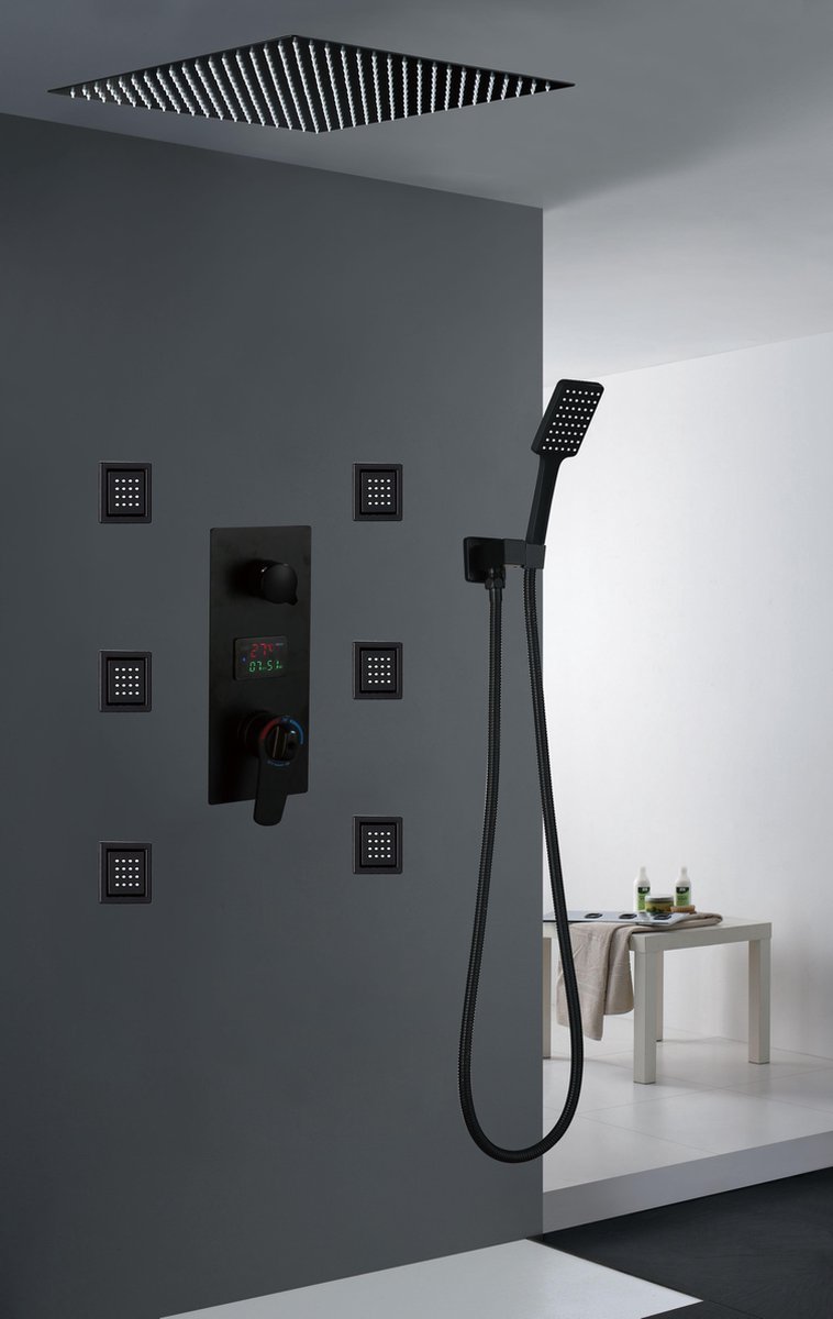 De H019 Inbouw Regendouche Mat Zwart RVS 304 in één oogopslag