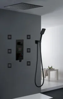 H019 Inbouw Regendouche Mat Zwart RVS 304