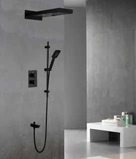 H022 Inbouw Regendouche Thermostaat Mat Zwart RVS 304