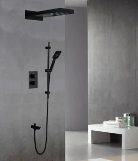 H022 Inbouw Regendouche Thermostaat Mat Zwart RVS 304