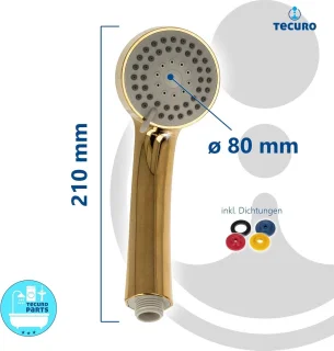 Handdouche Regendouche Goud Hoogglans