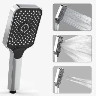 Handdouche regendouche op handvat 28 cm zwart chroom