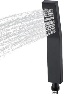 Handdouche regendouchekop met slang, 24.7 x 5.6 cm, zwart