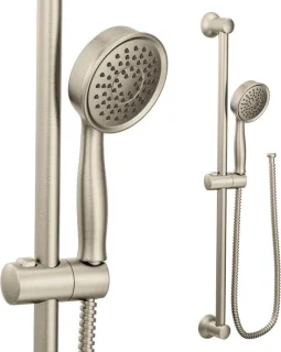 Handdouche set met doucheslang en schuifstang - geborsteld nikkel