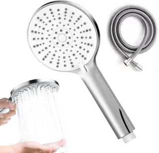 Handdouche-set met RVS doucheslang (zilver)