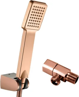 Handdouche set regendouche vierkant 1.5 meter slang rosé goud