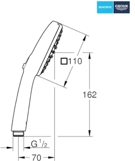 Handdouche vierkant 11 cm