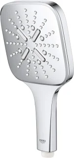 Handdouche vierkant met drie straalsoorten, chroom
