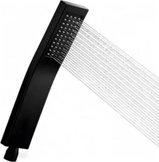 Handdouche zwart – waterbesparend hogedruk model, 22,3 cm