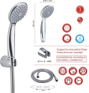 Handdoucheset 150 cm Chroom