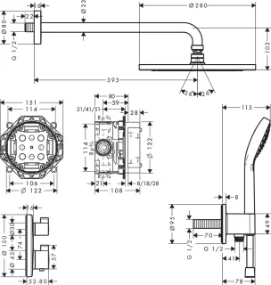 hansgrohe Croma 280 1jet inbouw doucheset chroom