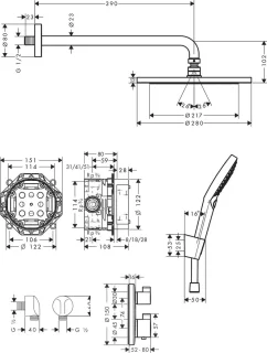 hansgrohe Croma 280 1jet inbouw doucheset mat zwart