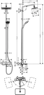 Hansgrohe Croma E280 Showerpipe Thermostatisch Chroom