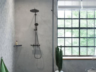 hansgrohe Croma Select S Showerpipe 280 1jet EcoSmart Brushed Black Chrome