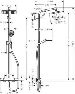 hansgrohe Crometta E 240 Showerpipe met thermostaat chroom