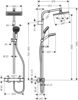 hansgrohe Crometta E 240 Varia Showerpipe chroom