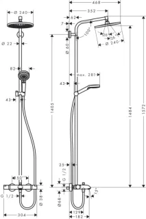 hansgrohe Crometta S 240 Showerpipe met badthermostaat chroom