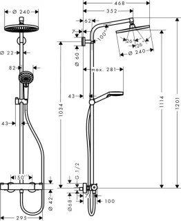 hansgrohe Crometta S 240 Showerpipe met thermostaat chroom
