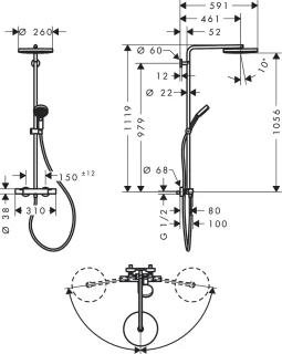 hansgrohe Pulsify S PURO douchesysteem 260 24236000