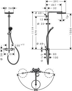 hansgrohe Pulsify S PURO douchesysteem 260 24236000