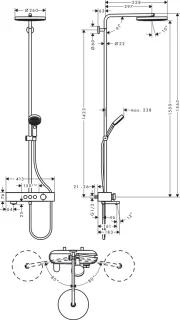 hansgrohe Pulsify S Showerpipe 260 1jet met badthermostaat chroom