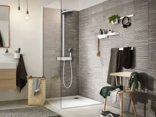 hansgrohe Pulsify S Showerpipe 2jet met ShowerTablet Select 400 mat wit