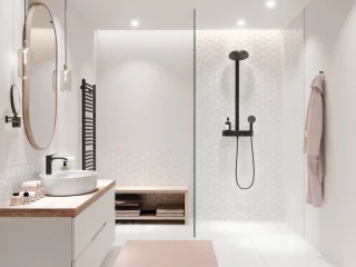 hansgrohe Pulsify S Showerpipe 2jet met ShowerTablet Select 400 mat zwart