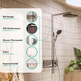 Hansgrohe Raindance alive 300 showerpipe thermostaat mat wit