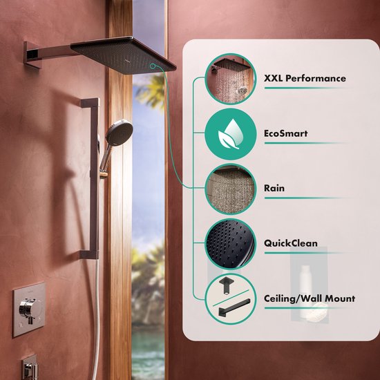 Hansgrohe Raindance Alive Q Hoofddouche 21x34 cm Matzwart
