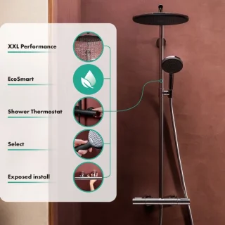 Hansgrohe Raindance Alive S douchepijp 300 1jet Puro Ecostat Element mat zwart