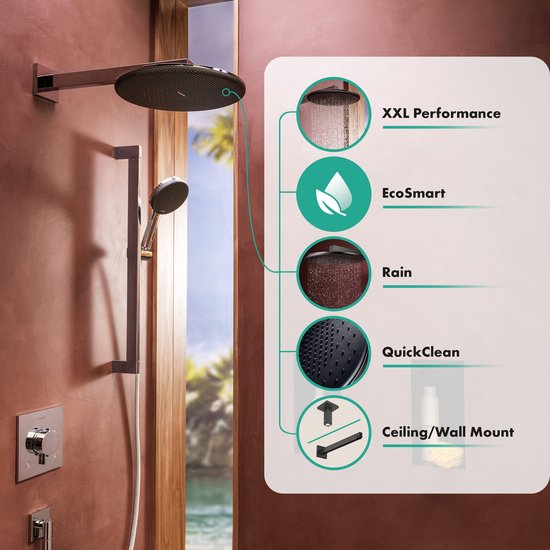 Hansgrohe Raindance Alive S Hoofddouche 30 cm Geborsteld Zwart Chroom
