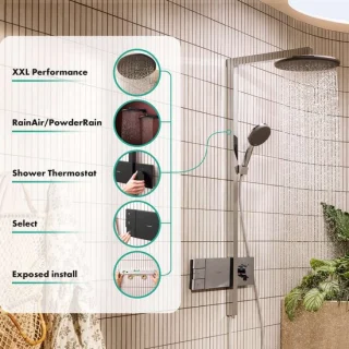 Hansgrohe Raindance Alive S showerpipe 300 2jet thermostaat mat zwart