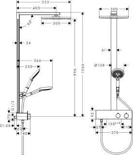 hansgrohe Raindance E Showerpipe 300 1jet met ShowerTablet 350 chroom