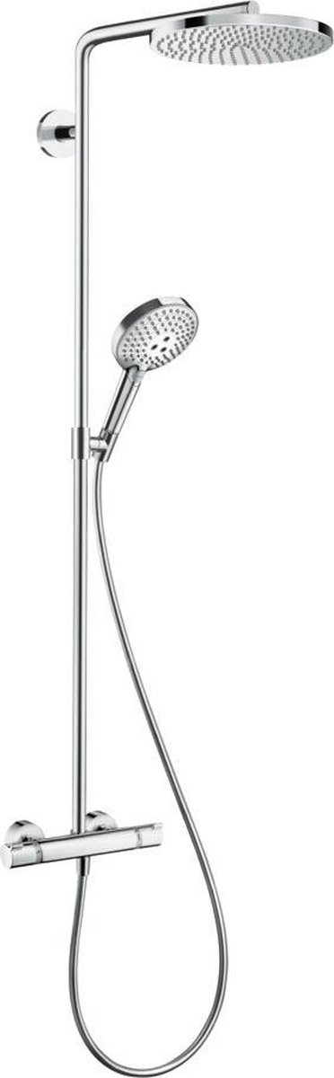 De hansgrohe Raindance Select S 240 PowderRain Showerpipe met thermostaat chroom in één oogopslag