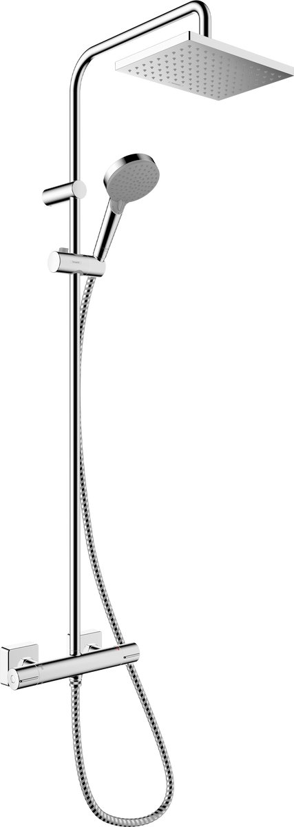 De hansgrohe Vernis Shape Showerpipe 230 1jet met douchethermostaat chroom in één oogopslag