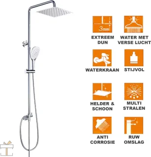 Happyment Regendouche Set met Thermostaatkraan RVS Zilver
