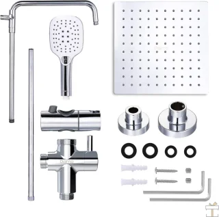Happyment Regendouche Set met Thermostaatkraan RVS Zilver