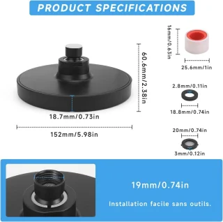 Hoge Druk Ronde Douchekop 15,2 cm - Zwart