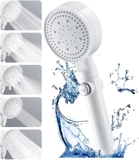 Hogedruk Handdouche Wit 5 Straalsoorten Met Waterstopknop
